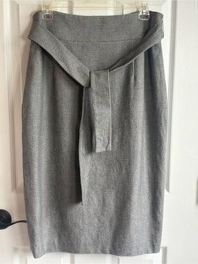 Antonio Melani Gray High-Waist Pencil Skirt with Waist Tie, Size 12